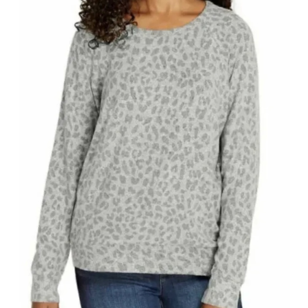Buffalo David Bitton Gray Leopard Print Sweater